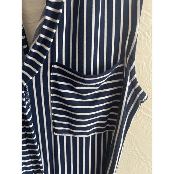 Monteau Navy Stripped Jumpsuit Medium - Picture 2 of 7